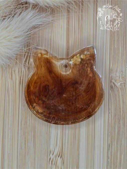 MEDAILLE ou PORTE-CLEFS "CHAT FLEURI"