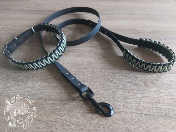 ENSEMBLE COLLIER et LAISSE en BIOTHANE® + PARACORD