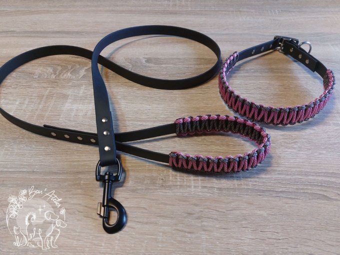 ENSEMBLE COLLIER et LAISSE en BIOTHANE® + PARACORD