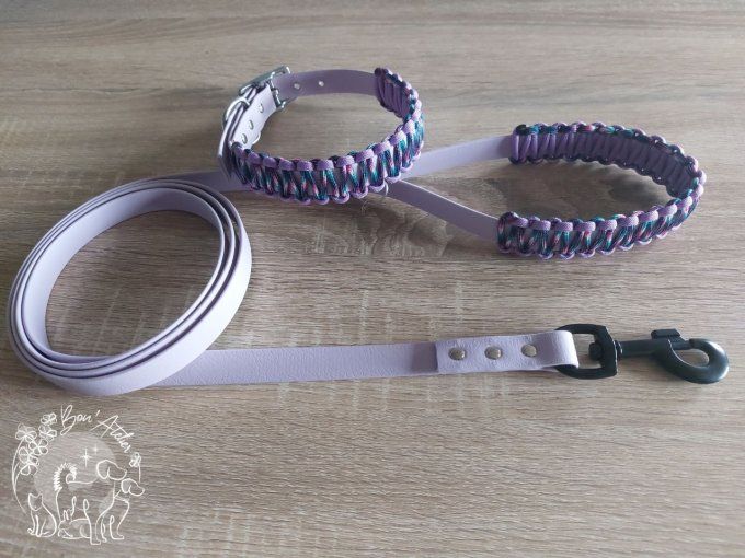 ENSEMBLE COLLIER et LAISSE en BIOTHANE® + PARACORD