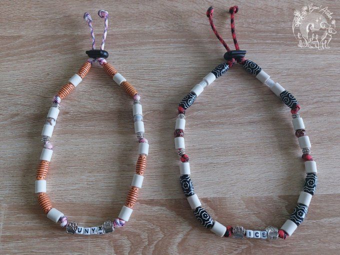 CHIENS _ COLLIER ANTI TIQUE & PUCE / MODELE FIN + PRENOM _ Sur mesure