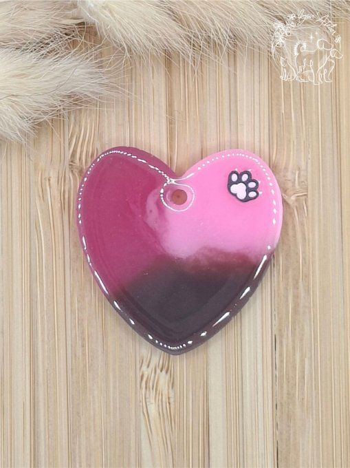 MEDAILLE ou PORTE-CLEFS "COEUR EN PATTE"