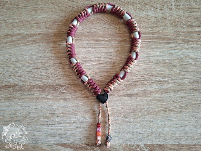 CHIENS _ COLLIER ANTI TIQUE & PUCE / CORDAGE ROND + PRENOM _ Sur mesure