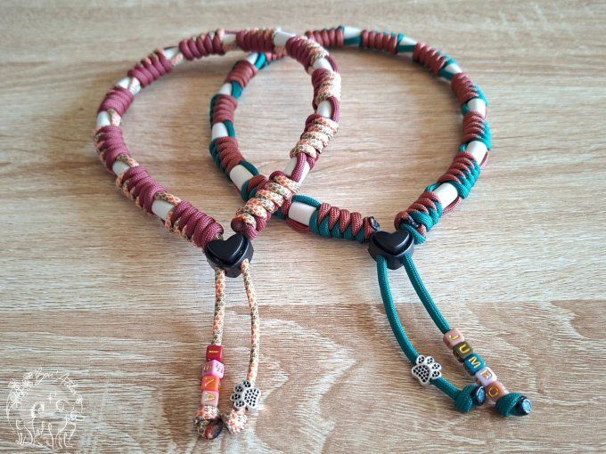CHIENS _ COLLIER ANTI TIQUE & PUCE / CORDAGE ROND + PRENOM _ Sur mesure
