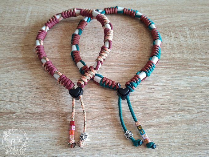 CHIENS _ COLLIER ANTI TIQUE & PUCE / CORDAGE ROND + PRENOM _ Sur mesure