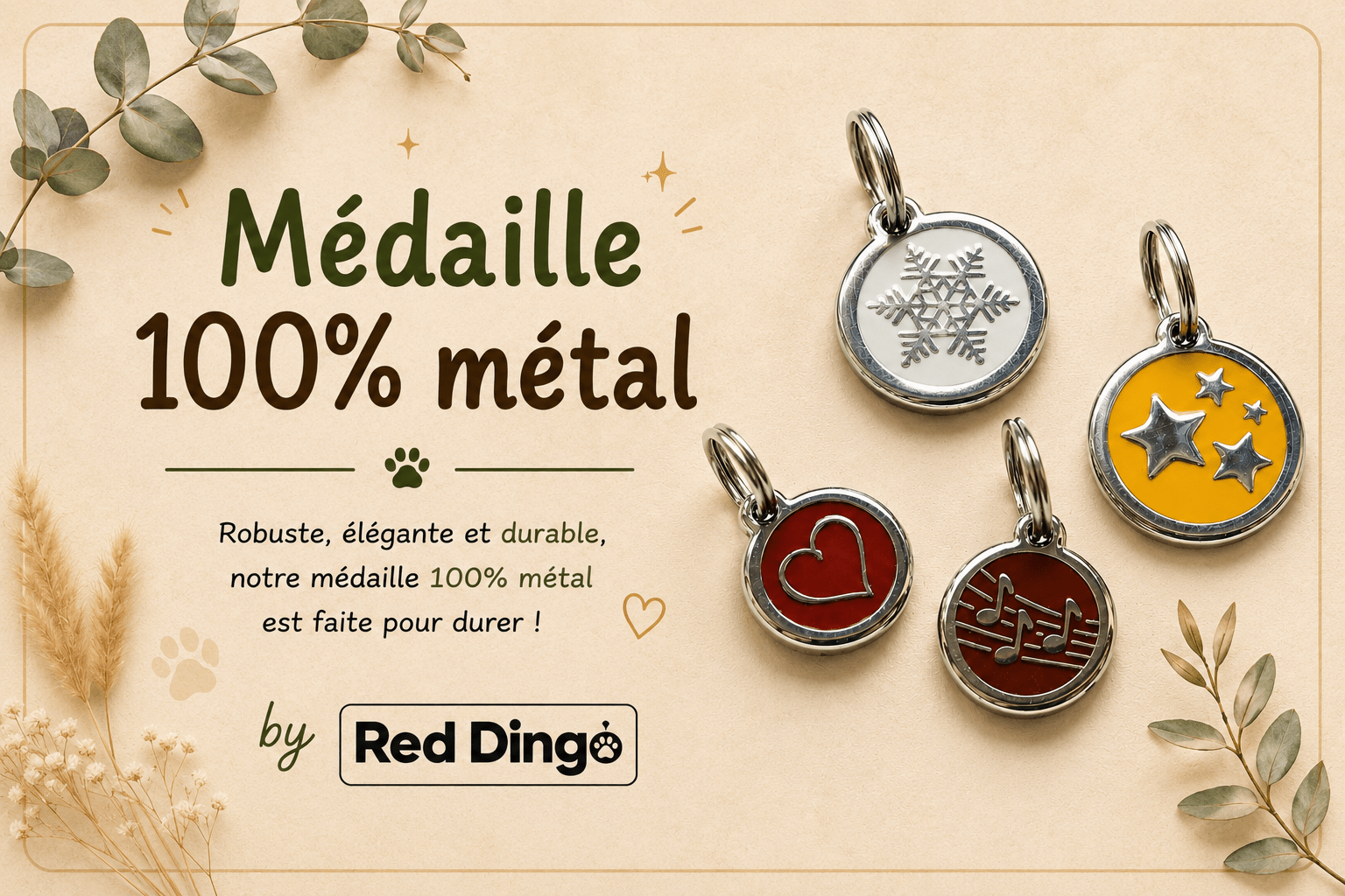 Bon'Atelier, médaille chien, médaille chat, médaille Red Dingo, médaille identification chien