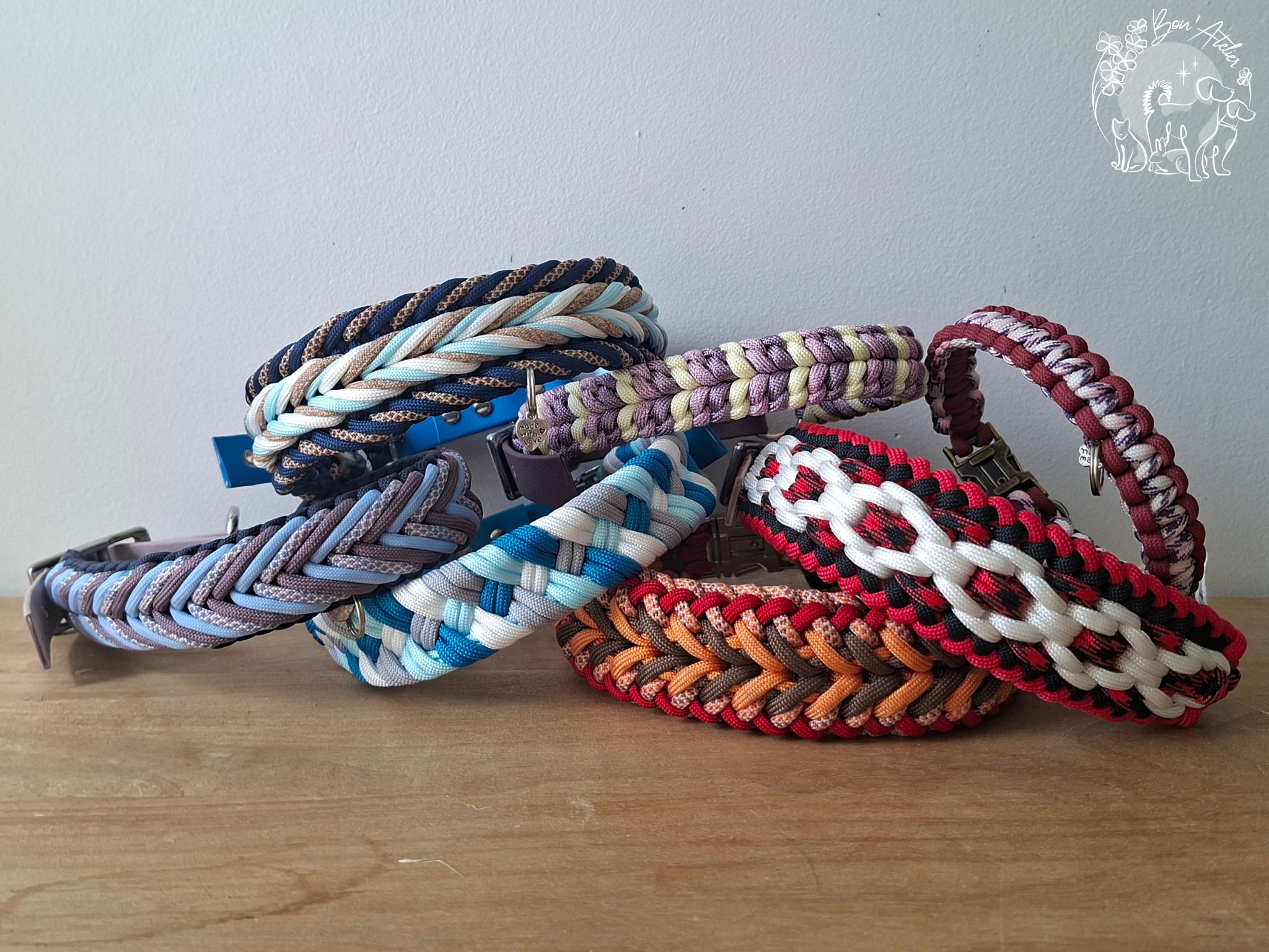 Bon'Atelier, collier de balade pour chien, collier chien, collier paracord, collier biothane, collier paracord chien