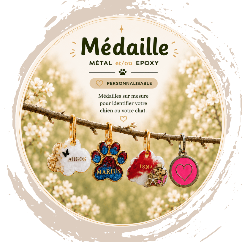 Bon'Atelier, médailles identification pour chien et chat