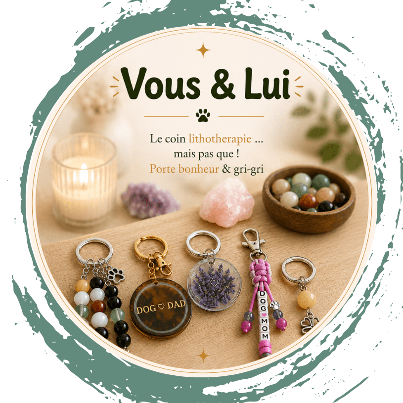 Bon'Atelier, pendentif et porte clefs lithothérapie, lithothérapie chien, lithothérapie chat
